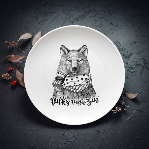 Šķīvis, dadzis, 240x240x27mm, Vilks, Vilks viņu zin Šķīvis, dadzis, 240x240x27mm, Vilks, Vilks viņu zin