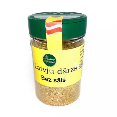 Garšaugu maisijums- Latvju dārzs bez sāls, caurspīdīgā iepakojumā ar dzeltenu etiķeti, 120g.
