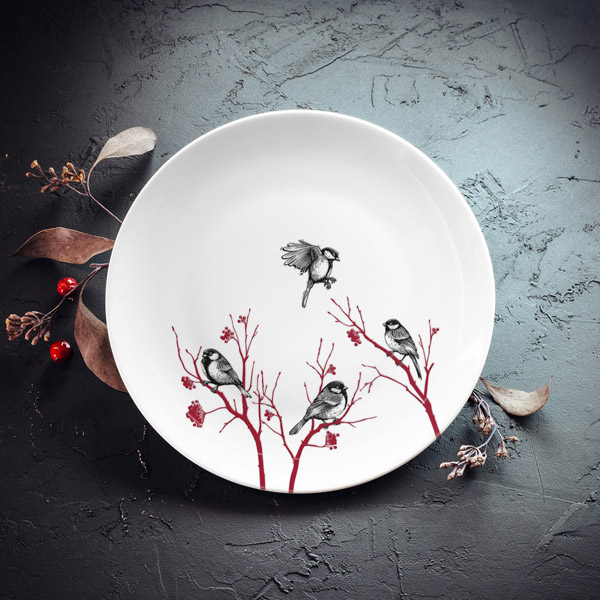 Šķīvis, dadzis, 205x205x25mm, Zīlītes Šķīvis, dadzis, 205x205x25mm, Zīlītes