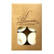 Laureta Candles, Baltas rapšu vaska tējas sveces bez aromāta, 6gab.