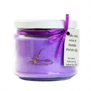 Laureta Candles, Krāsaina rapšu vaska svece stikla burciņā ar lavandas aromātu