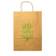 Dāvanu maisiņš, smilškrāsas ar zaļu uzrakstu Garastāvokļa pacēlājs