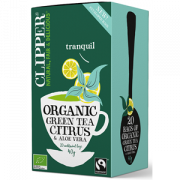 Clipper zaļā tēja ar citronu un alveju 40 g zaļā kastītē
