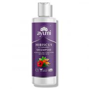 Ayumi, šampūns ar hibisku un kurkumu violetā pudelē
