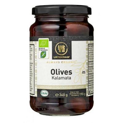 Urtekram, konservētas olīvas bez kauliņiem, 340g