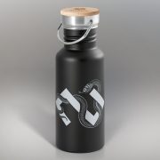 Tērauda pudele ar rokturi, melna, ar korķa vāciņu, Zalktis, 540ml