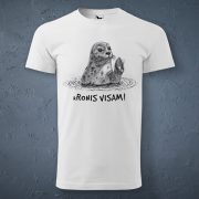 Vīriešu t-krekls, baltā krāsā ar attēlotu roni un tekstu - kRonis visam
