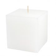 Dobeles sveces, balta rustikas svece skvēra formā, 92x92x96mm