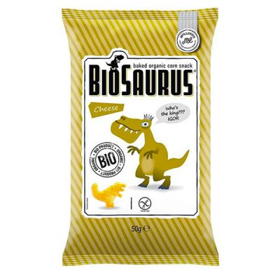 BioSaurus, kukurūzas uzkoda ar siera garšu, BIO, 50g