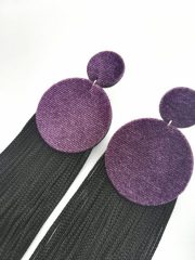 Notte, violeti/melni auskari ar īsām bārkstīm, 10cm