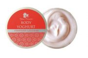 Yani Cosmetics, ķermeņa jogurts ar rabarberu un zemeņu aromātu sarkanā kārbā