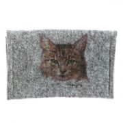 Owa Fashion, mazais filca maciņš bērniem ar strīpaino kaķi, 12x7cm