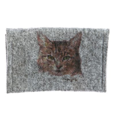 Owa Fashion, mazais filca maciņš bērniem ar strīpaino kaķi, 12x7cm
