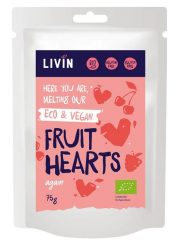 Livin, vegāniskas želejkonfektes Fruit Hearts rozā paciņā