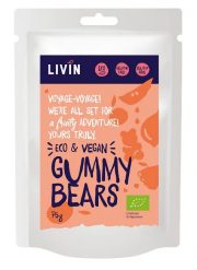 Livin, vegāniskas želejkonfektes Gummy Bears rozā paciņā