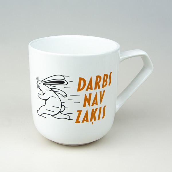 Krūze, zemā, keramikas, Zaķis, Darbs nav zaķis Krūze, zemā, keramikas, Zaķis, Darbs nav zaķis