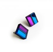 Fullmoon zili/violeti auskari kvadrāta formā