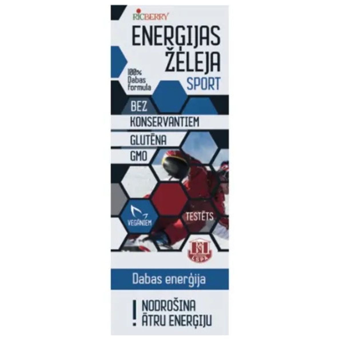 RicBerry-sporta-želeja-strong RicBerry, sporta želeja enerģijai ar mellenēm, zemenēm, ķirbjiem un dzērvenēm "Strong"