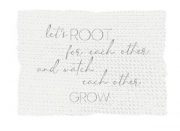 Diedzējamā kartīte ar sudraba uzrakstu "Let's root for each other"