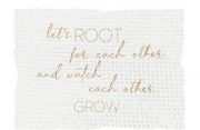 Diedzējamā kartīte ar zelta uzrakstu "Let's root for each other"