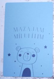 zila vienpusēja kartīte ar uzrakstu "Mazajam mīlulītim"