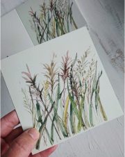 Atverama apsveikuma kartīte ar pļavas augu zīmējumu, 13x13cm