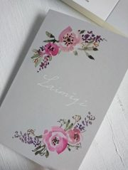 Atverama apsveikuma kartīte ar ziediem un uzrakstu "Laimīgi", 10x15cm