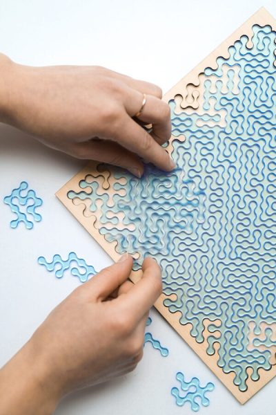 Klik puzles, zila fraktālā puzle