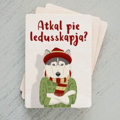 Koka magnēts, daba, 50x70mm, Vilks, Atkal pie ledusskapja