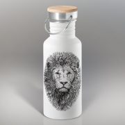 Tērauda pudele ar rokturi, dadzis, balta, 540ml, Lauva