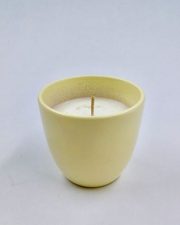 Dobeles sveces, rapšu vaska svece keramikas glāzē “Pačūlijas”, 70x70mm