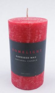 Dobeles sveces, sarkana rapšu vaska svece cilindra formā, 67x120mm