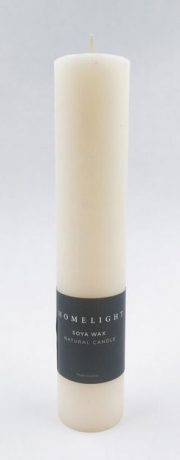 Dobeles sveces, balta sojas vaska svece cilindra formā, 50x250mm