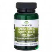 Swanson, vīnogu kauliņu, zaļās tējas un priežu mizas komplekss, uztura bagātinātājs, 60 kapsulas