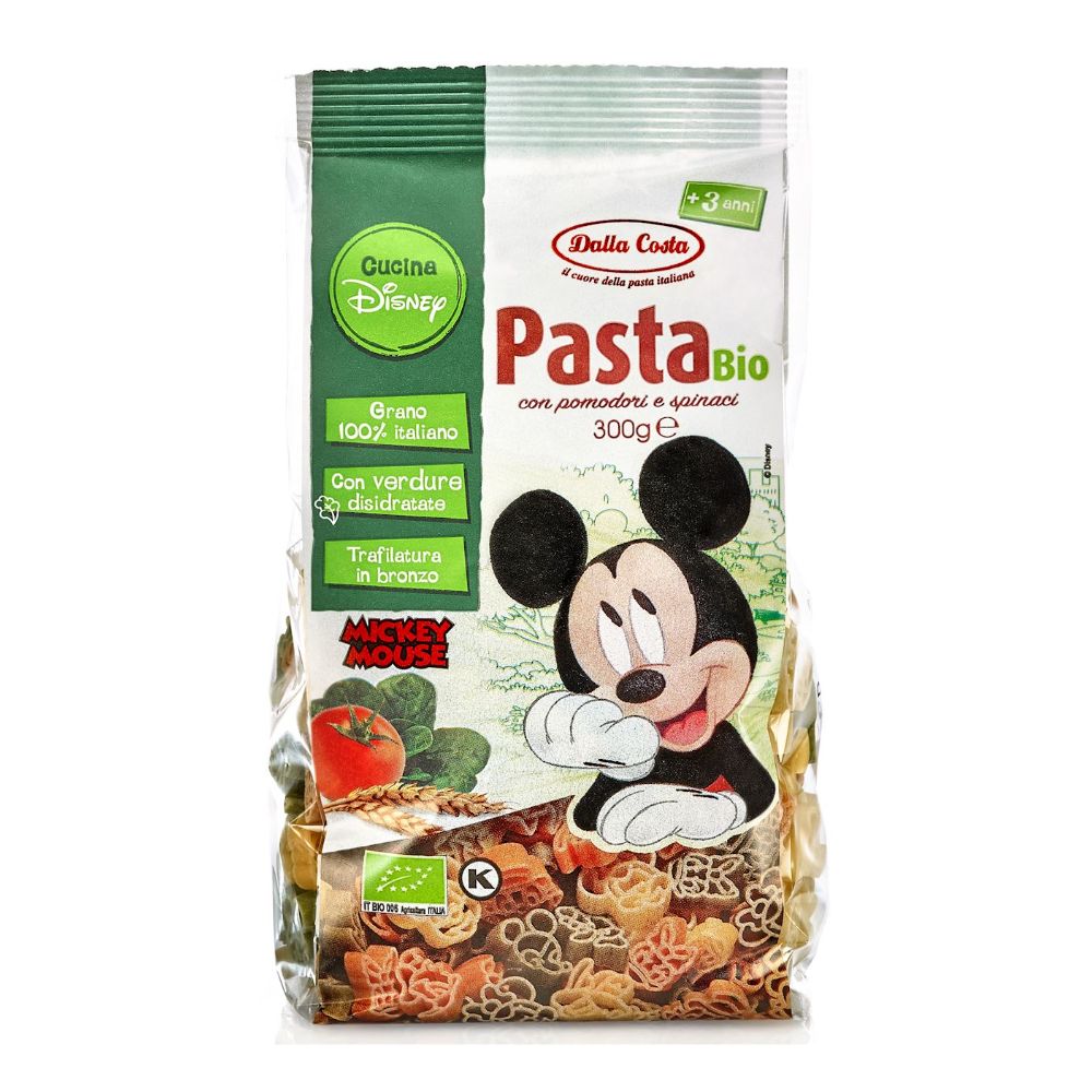 Dalla Costa, trīskrāsu makaroni bērniem Mikipeles formā, 300g Dalla Costa, trīskrāsu makaroni bērniem Mikipeles formā, 300g