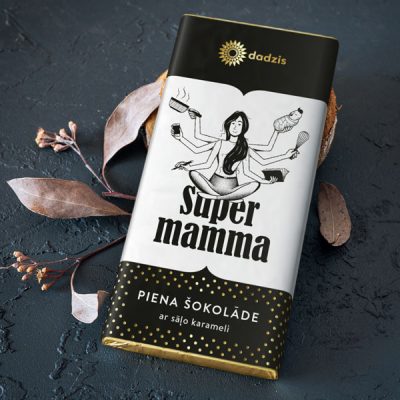 Piena šokolāde, dadzis, 90g, ar sāļo karameli, Supermamma