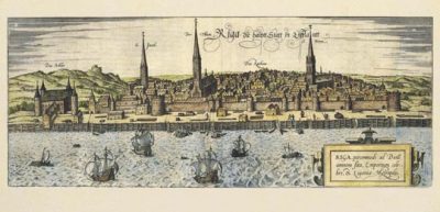 Pastkarte, niceplace, 210x100mm, Rīgas panorāma 1572 gads