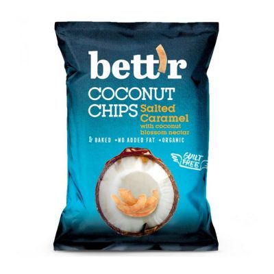 Bett'r, kokosriekstu čipsi ar sāļo karameli BIO, 40g