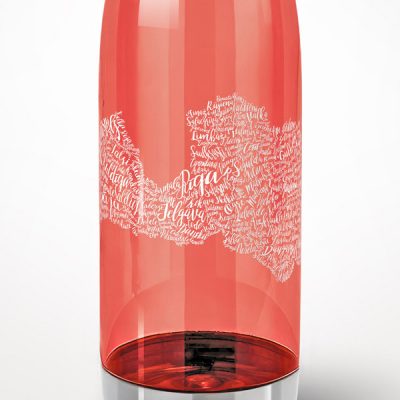 BPA free pudele, dadzis, 700ml, sarkana, Latvijas pilsētas