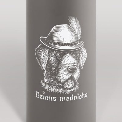 Alumīnija pudele, 550ml, pelēka, Suns, Dzimis mednieks
