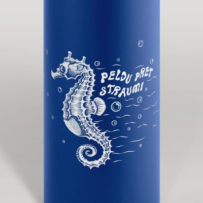 Alumīnija pudele, 550ml, zila, Jūraszirdziņš, Peldu pret strumi