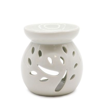 Ancient Wisdom, maza, balta keramikas aromlampa ar koka rakstu