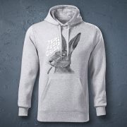 Džemperis, ar kapuci, dadzis, unisex, gaiši pelēks, Zaķis, Turi ausis gaisā