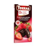 Torras, tumšā šokolāde ar zemenēm, bez pievienota cukura, bez glutēna, 75g