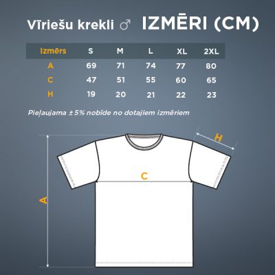 Izmēru tabula vīriešu krekliem