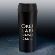 Tērauda termo krūze, dadzis, melna, Okei labi davai čau