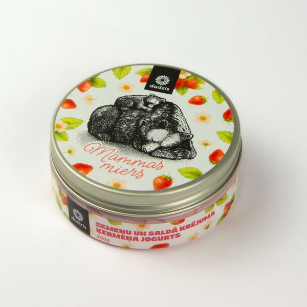 Ķermeņa jogurts, dadzis, 200g, zemeņu un saldā krējuma, Lāču mamma Ķermeņa jogurts, dadzis, 200g, zemeņu un saldā krējuma, Lāču mamma