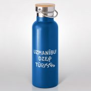 Tērauda termo pudele, dadzis, 570ml, zila, Uzmanību, dzer tūrsists