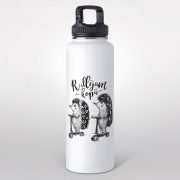 Tērauda termo pudele, dadzis, 1200ml, balta, Ežuļi, Rullējam kopā