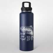 Tērauda termo pudele, dadzis, 1200ml, tumši zila, Forele, Tavs loms ir tepat